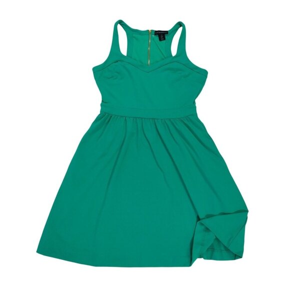 Cynthia Rowley Emerald Green Fit & Flare Dress W/ Gold Back Zipper US Size 4. - Picture 5 of 7